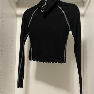 Urban Outfitters Black Turtleneck with White Stitching size Medium